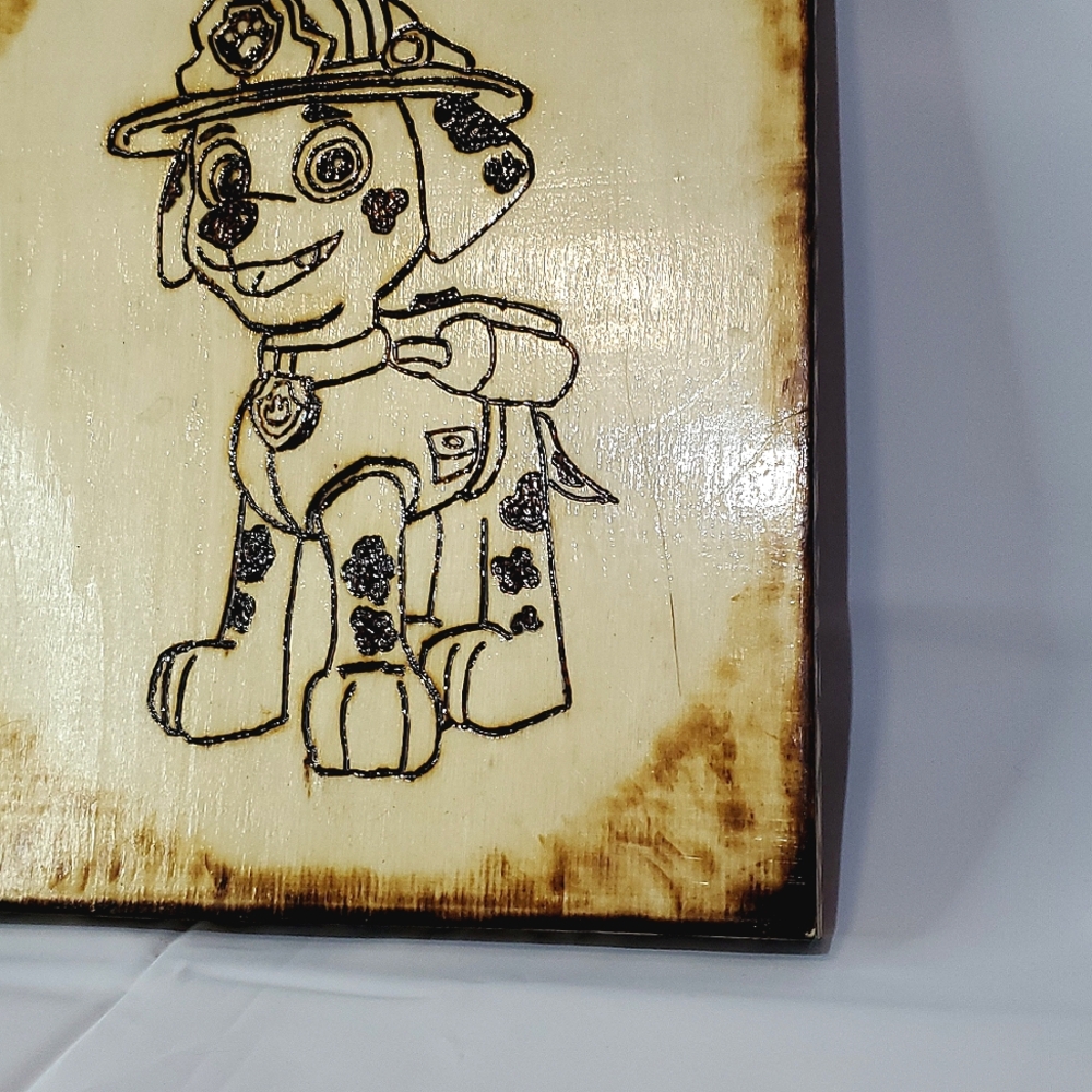 Wooden Plaque, Paw Patrol's Marshall, Wood Burned Design (One Of A Kind) - Picture 6 of 11